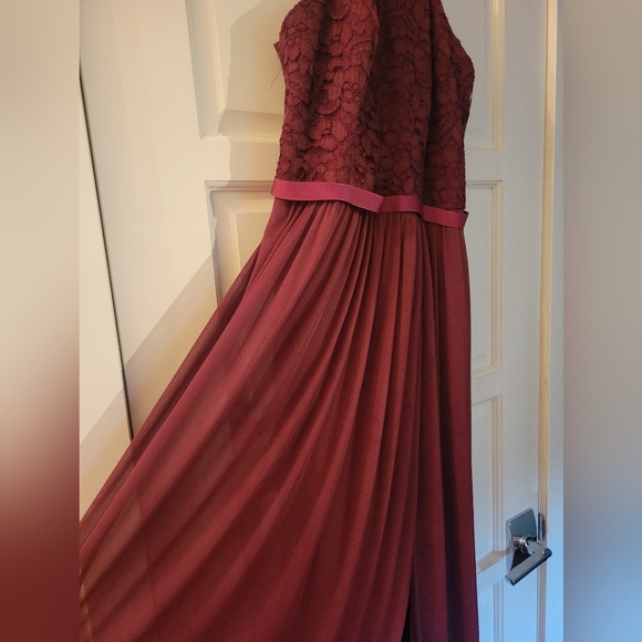 Burgundy Lace Bridesmaid Dress - Picture 3 of 4